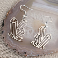 Load image into Gallery viewer, Crystal Cluster Earrings,  Dangle Drop Earrings, Machine Cut Stainless Steel Charms