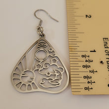 Load image into Gallery viewer, Planchette Earrings,  Dangle Drop Earrings, Machine Cut Stainless Steel Charms