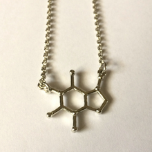 Load image into Gallery viewer, Caffeine Coffee Molecule Necklace, Molecular Scientist Jewelry