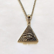 Load image into Gallery viewer, Pyramid Necklace, Eye of Ra Charm onSilver Rolo Chain
