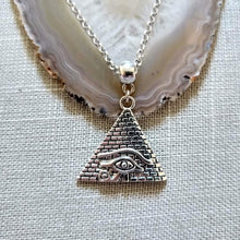 Load image into Gallery viewer, Pyramid Necklace, Eye of Ra Charm onSilver Rolo Chain