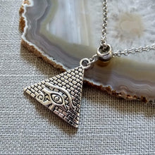 Load image into Gallery viewer, Pyramid Necklace, Eye of Ra Charm onSilver Rolo Chain