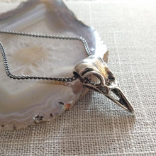 Load image into Gallery viewer, Bird Skull Necklace, Raven Crow Gothic Victorian Halloween Jewelry