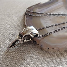 Load image into Gallery viewer, Bird Skull Necklace, Raven Crow Gothic Victorian Halloween Jewelry