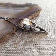 Load image into Gallery viewer, Bird Skull Necklace, Raven Crow Gothic Victorian Halloween Jewelry