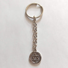 Load image into Gallery viewer, Silver Star of David Keychain, Jewish Backpack or Purse Charms, Zipper Pulls