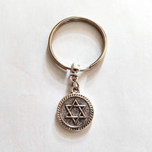Load image into Gallery viewer, Silver Star of David Keychain, Jewish Backpack or Purse Charms, Zipper Pulls