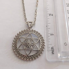 Load image into Gallery viewer, Flower of Life Necklace, Silver Cable Chain, Yoga Meditation Reiki Jewelry