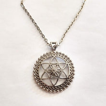 Load image into Gallery viewer, Flower of Life Necklace, Silver Cable Chain, Yoga Meditation Reiki Jewelry