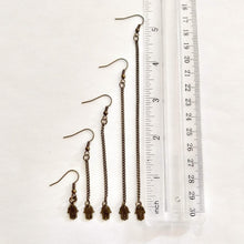 Load image into Gallery viewer, Tiny Hamsa Earrings, Dangle Drop Chain Earring in Your Choice of Five Lengths