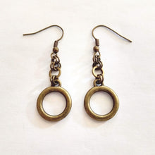 Load image into Gallery viewer, Bronze Minimalist Ring Earrings - Dangle Drop Earrings