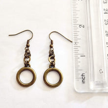 Load image into Gallery viewer, Bronze Minimalist Ring Earrings - Dangle Drop Earrings
