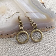 Load image into Gallery viewer, Bronze Minimalist Ring Earrings - Dangle Drop Earrings