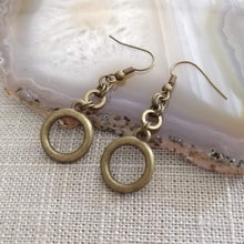 Load image into Gallery viewer, Bronze Minimalist Ring Earrings - Dangle Drop Earrings