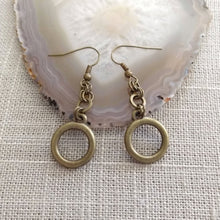Load image into Gallery viewer, Bronze Minimalist Ring Earrings - Dangle Drop Earrings