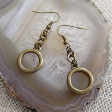 Load image into Gallery viewer, Bronze Minimalist Ring Earrings - Dangle Drop Earrings