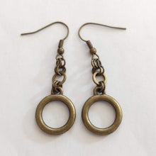 Load image into Gallery viewer, Bronze Minimalist Ring Earrings - Dangle Drop Earrings