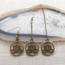Load image into Gallery viewer, Japanese Lotus Flower Earrings - Your Choice of Three Lengths - Long Dangle Chain Earrings