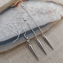 Load image into Gallery viewer, Silver Spike Earrings - Spike Earrings / Silver Earrings / Dangle Earrings / Long Earrings / Chain Earrings / Bohemian Jewelry