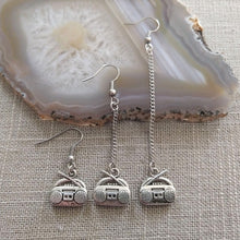Load image into Gallery viewer, Boombox Earrings, Ghetto Blaster Radio Music, Your Choice of Five Lengths, Long Dangle Chain Drop