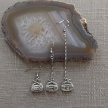 Load image into Gallery viewer, Boombox Earrings, Ghetto Blaster Radio Music, Your Choice of Five Lengths, Long Dangle Chain Drop