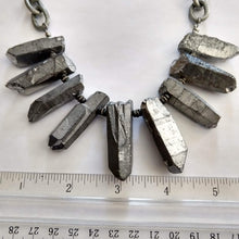Load image into Gallery viewer, Silver Titanium Crystal Point Bib Necklace - Statement Jewelry