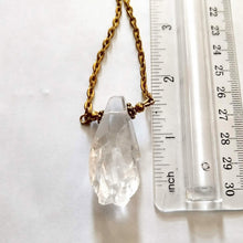 Load image into Gallery viewer, Faceted Crystal Quartz Necklace on Antique Gold Cable Chain