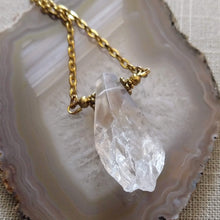 Load image into Gallery viewer, Faceted Crystal Quartz Necklace on Antique Gold Cable Chain