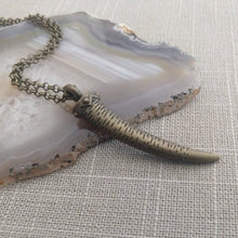 Load image into Gallery viewer, Bronze Horn Necklace, Tooth Talon Tusk Pendant, Mens Jewelry