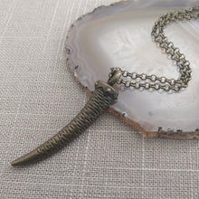 Load image into Gallery viewer, Bronze Horn Necklace, Tooth Talon Tusk Pendant, Mens Jewelry