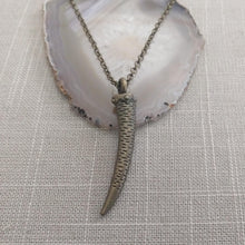 Load image into Gallery viewer, Bronze Horn Necklace, Tooth Talon Tusk Pendant, Mens Jewelry