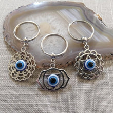 Load image into Gallery viewer, Evil Eye Chakra Keychain - Crown, Third Eye or Sacral Root Chakra Keychains