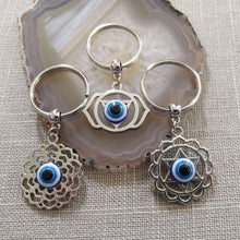 Load image into Gallery viewer, Evil Eye Chakra Keychain - Crown, Third Eye or Sacral Root Chakra Keychains