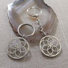 Load image into Gallery viewer, Seed of Life Keychain - Key Ring Fob, Yoga Reiki Zen Sacred Geometry Keychain