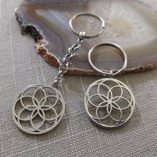 Load image into Gallery viewer, Seed of Life Keychain - Key Ring Fob, Yoga Reiki Zen Sacred Geometry Keychain