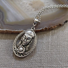 Load image into Gallery viewer, Buddha Budhist Charm Necklace on Silver Rolo Chain