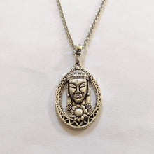 Load image into Gallery viewer, Buddha Budhist Charm Necklace on Silver Rolo Chain