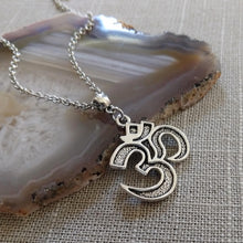 Load image into Gallery viewer, Silver Ohm Necklace - Ohm Pendant on Rolo Chain - Yoga Jewelry
