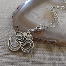 Load image into Gallery viewer, Silver Ohm Necklace - Ohm Pendant on Rolo Chain - Yoga Jewelry