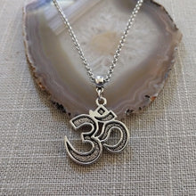 Load image into Gallery viewer, Silver Ohm Necklace - Ohm Pendant on Rolo Chain - Yoga Jewelry