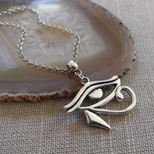 Load image into Gallery viewer, Silver Eye of Horus Charm Necklace - Eye of Ra Pendant - Egyptian Jewelry