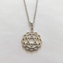 Load image into Gallery viewer, Heart Chakra Necklace on Silver Rolo Chain Yoga Jewelry