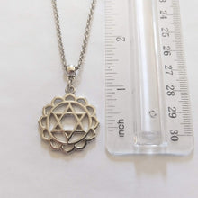 Load image into Gallery viewer, Heart Chakra Necklace on Silver Rolo Chain Yoga Jewelry