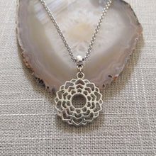 Load image into Gallery viewer, Crown Chakra Necklace on Silver Rolo Chain, Yoga Jewelry