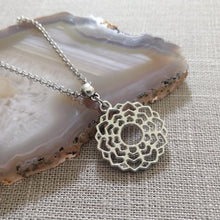 Load image into Gallery viewer, Crown Chakra Necklace on Silver Rolo Chain, Yoga Jewelry