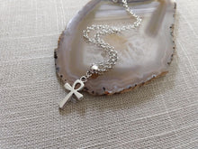 Load image into Gallery viewer, Ankh Egyptian Cross Necklace on Silver Rolo Chain