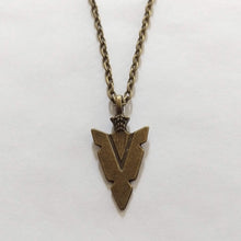 Load image into Gallery viewer, Arrowhead Necklace on Bronze Cable Chain, Mens Jewelry