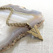 Load image into Gallery viewer, Arrowhead Necklace on Bronze Cable Chain, Mens Jewelry
