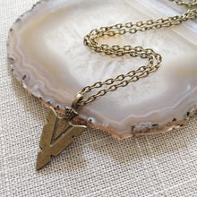 Load image into Gallery viewer, Arrowhead Necklace on Bronze Cable Chain, Mens Jewelry