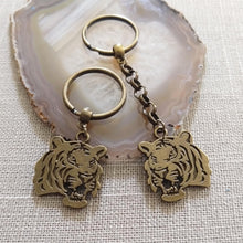 Load image into Gallery viewer, Tiger Keychain - Bronze Cat Key Ring, Backpack or Purse Charm